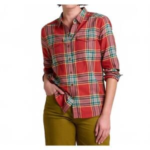 NEW TOAD&CO re-form flannel long sleeve shirt in campfire windowpane